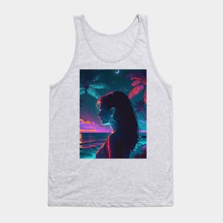 Beautiful Girl Looking at the ocean ona wonderful beach Tank Top